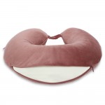 VIAGGI U Shape Round Memory Foam Soft Travel Neck Pillow for Neck Pain Relief Cervical Orthopedic Use Comfortable Neck Rest - Dusty Pink